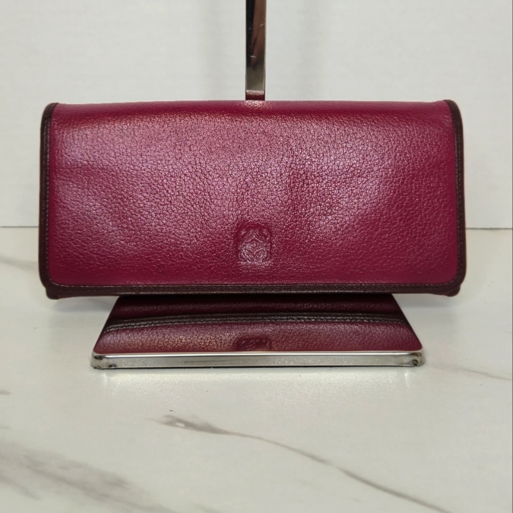 Loewe Anagram Raspberry Pink Leather Long Wallet